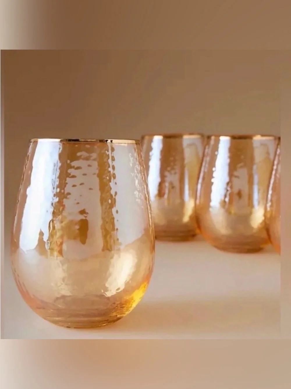 NEW! Anthropologie ZaZa Stemless Wine Tumblers in Honey (Set of 2)